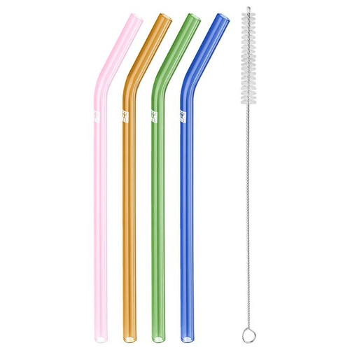 Zwilling - Sorrento 5 Pc Mixed Colors Bent Glass Straws - 1009754