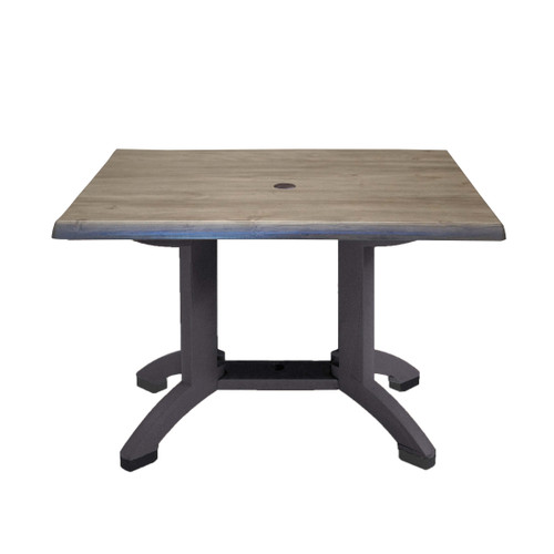 Grosfillex - Atlanta 48" x 32" Aged Oak/Charcoal Dining Height Table - UT385742