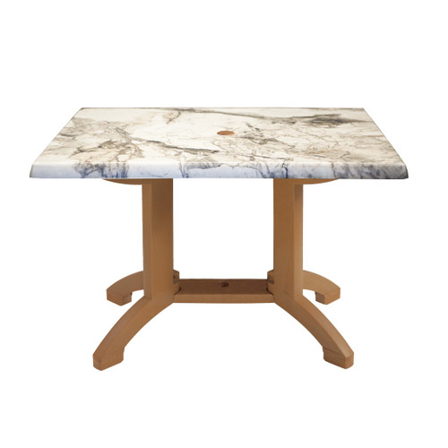 Grosfillex - Atlanta 48" x 32" Almeria/Teakwood Dining Height Table - UT385815