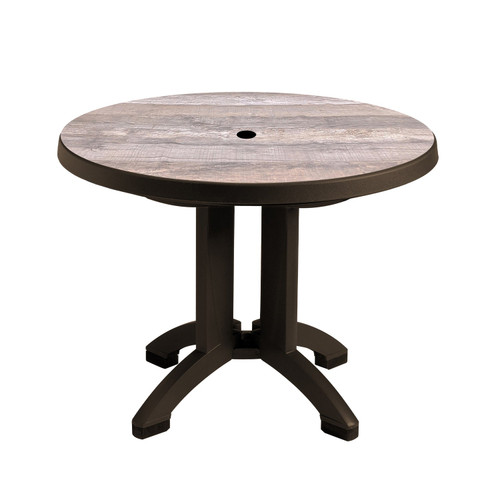 Grosfillex - Aquaba 38" Ranch/Bronze Round Dining Height Folding Table - US921037