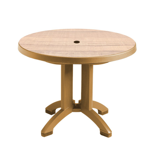 Grosfillex - Aquaba 38" Sawcut/Teakwood Round Dining Height Folding Table - US921008