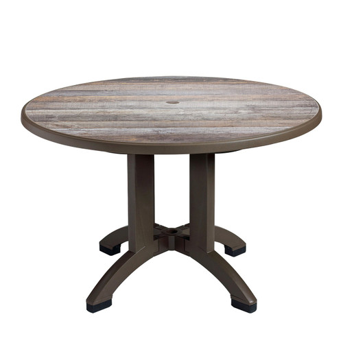 Grosfillex - Aquaba 48" Ranch/Bronze Round Dining Height Table - US481037
