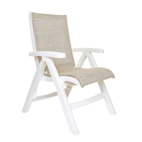 Grosfillex - Jamaica Beach Straw/White Folding Armchair (2 Pack) - UT091004