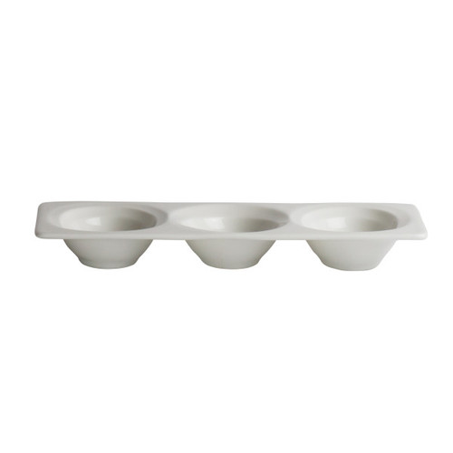 Royal Porcelain - 2.5 oz Tyfoon White Sauce Dish W/ 3 Divisions (72 Per Case) - 41145ST1236