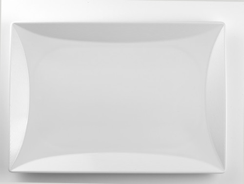 Royal Porcelain - 11.3" x 7" Vortex White Rectangle Rim Platter (12 Per Case) - 61105ST0512