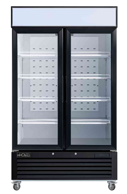 EFI Sales - 48" Black Refrigerator w/ 2 Glass Swing Doors - C2-48GDVC