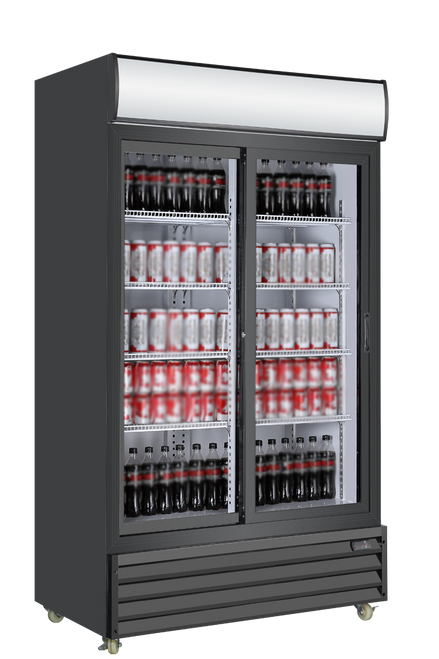 EFI Sales - 39" Black Refrigerator w/ 2 Sliding Glass Doors - C2S-39GD
