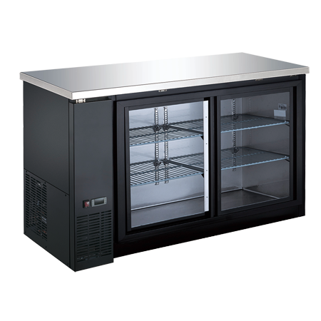 EFI Sales - 60" Black Back Bar Cooler w/ 2 Sliding Glass Doors - CBBGDS2-60CC