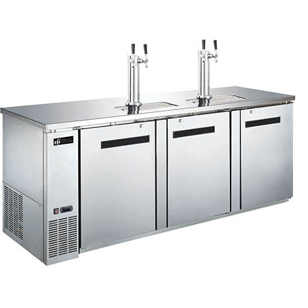 EFI Sales - 90" Stainless Steel Direct Draw Dispensing Cooler w/ 3 Solid Swing Doors - CBBSDD3-90CC