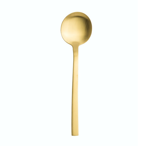 Varick - Lissome 6.5" Brushed Gold Bouillon Soup Spoon (12 Per Case) - 5717GP002