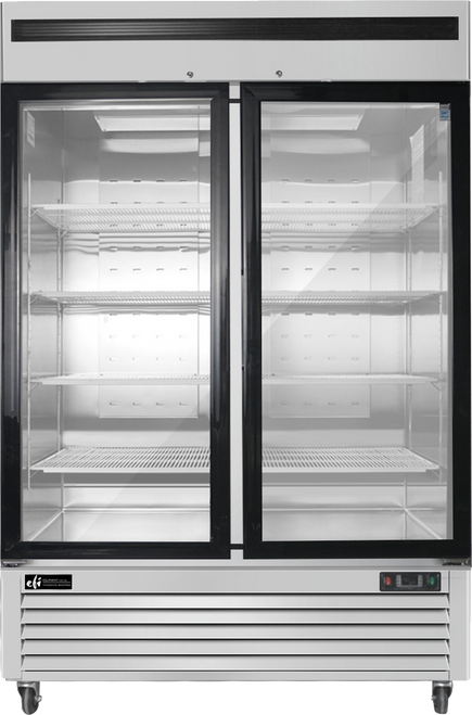 EFI Sales - 54" Stainless Steel Freezer Showcase w/ 2 Glass Doors - FI2-54GDSVC