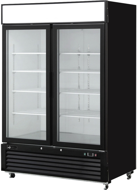 EFI Sales - 54" Black Freezer Showcase w/ 2 Glass Doors - FI2-54GDVC