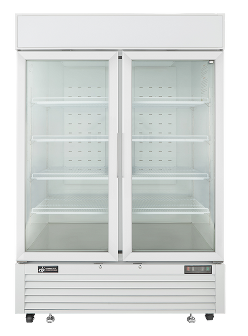 EFI Sales - 54" White Freezer Showcase w/ 2 Glass Doors - FI2-54GDWVC