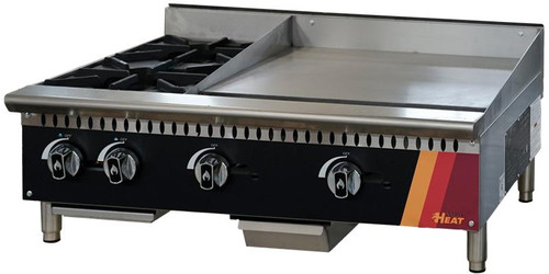 EFI Sales - 36" Natural Gas Cooktop w/ 24" Griddle & 12" Hotplate - HCT36-12HP-24GM-N