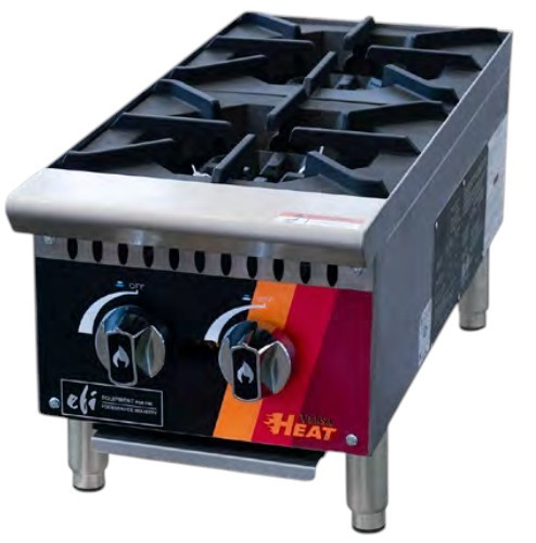 EFI Sales - 12" Natural Gas Hot Plate w/ 2 Open Burners - HHP12-2B-N