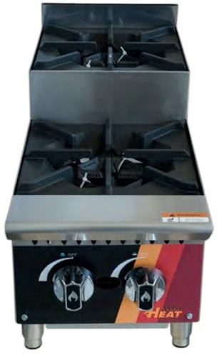 EFI Sales - 12" Natural Gas Step Up Hot Plate w/ 2 Open Burners - HHPSU-12-2B-N
