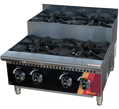 EFI Sales - 24" Natural Gas Step Up Hot Plate w/ 4 Open Burners - HHPSU-24-4B-N