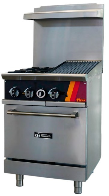 EFI Sales - 24" Natural Gas Range w/ 1 Oven & 24" Charbroiler - HRG24-24CH-N