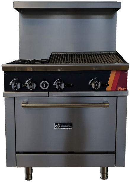 EFI Sales - 36" Liquid Propane Range w/ 1 Oven, 2 Open Burners & 24" Charbroiler - HRG36-24CH-2B-P