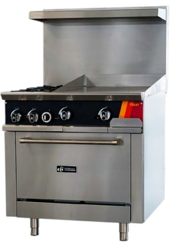 EFI Sales - 36" Natural Gas Range w/ 1 Oven, 2 Open Burners & 24" Griddle - HRG36-24GM-2B-N
