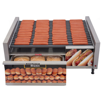 Star - Grill-Max Electronic 75 Hot Dog Grill 208-240V w/ Duratec Coating & Bun Drawer - 75SCBDE