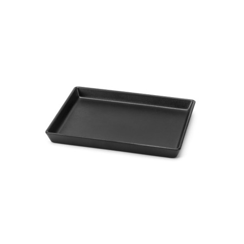 Delfin - Linen 10" x 8" Black Melamine Rectangle Tray (10 Per Case) - DFTRC108LT010