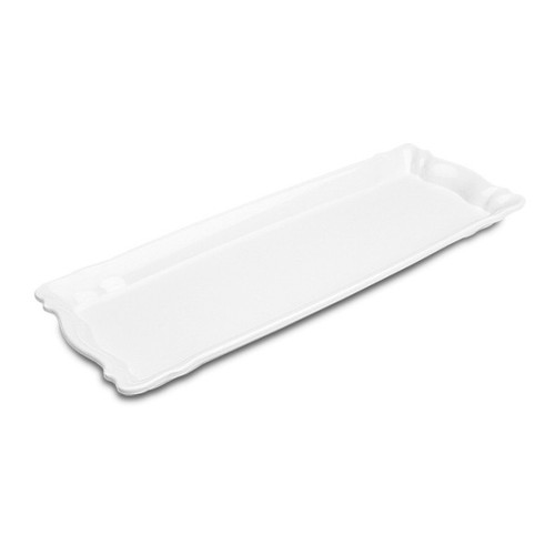 Delfin - Cafe 17" x 6.5" White Melamine Rectangle Tray (10 Per Case) - DFTRC176CF020
