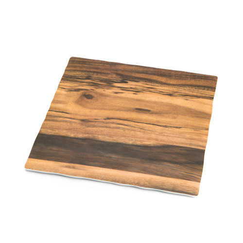 Delfin - Timbered 11.25" x 11.25" Acacia Melamine Square Tray (6 Per Case) - DFTSQ11AC