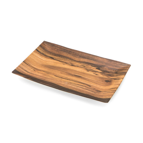 Delfin - Timbered 13.6" x 8.75" Acacia Melamine Rectangle Tray (8 Per Case) - DFTRC149AC