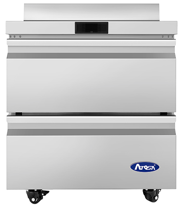 Atosa - 27" Worktop Refrigerator w/ 2 Drawers & Backsplash - AWR27D2
