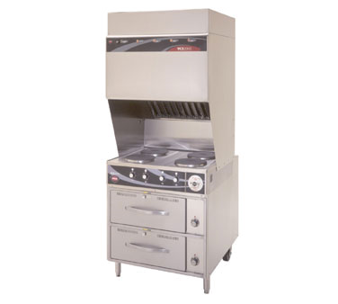 Wells - Ventless Cooking System w/ Drawer Warmer Base & 4 Hot Plates - WV4HFRW-2081