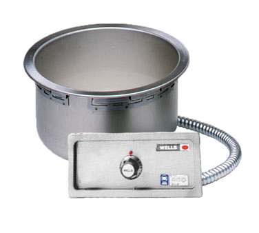 Wells - 7 Qt. Round Drop-In Food Warmer 208/240V w/ Thermostatic Controls & Drain - SS8TD