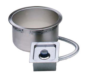 Wells - 11 Qt. Round Drop-In Food Warmer 220/240V w/ Thermostatic Controls & Drain - SS10TD 230