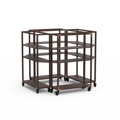 Mogogo - Canvas 84.8" x 73" Dark Brown Bamboo / Brushed Copper Center Stage Display W/ Casters - MGCCAN19DCXW