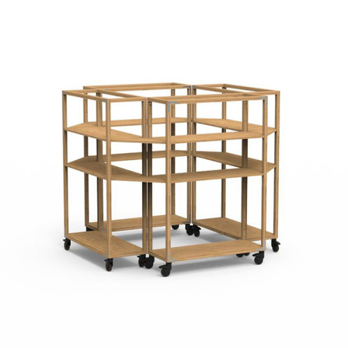 Mogogo - Canvas 84.8" x 73" Bamboo / Brushed Stainless Steel Center Stage Display W/ Casters - MGCCAN19NSXW