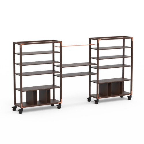 Mogogo - Canvas 141.5" x 18" x 73" Dark Brown Bamboo / Brushed Copper Self Service Station W/ Casters - MGCCAN01DCXW