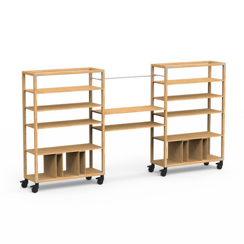 Mogogo - Canvas 141.5" x 18" x 73" Bamboo / Brushed Stainless Steel Self Service Station W/ Casters - MGCCAN01NSXW