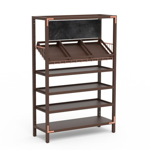 Mogogo - Canvas 48.5" x 18" x 73" Dark Brown Bamboo / Brushed Copper Grab & Go Unit W/ Sign - MGCCAN03DCXF