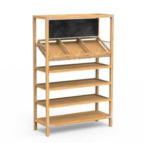 Mogogo - Canvas 48.5" x 18" x 73" Bamboo / Brushed Stainless Steel Grab & Go Unit W/ Sign - MGCCAN03NSXF