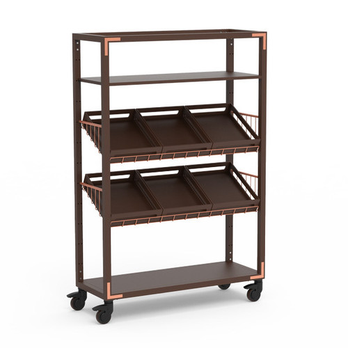 Mogogo - Canvas 48.5" x 18" x 73" Dark Brown Bamboo / Brushed Copper Farm To Table Station W/ Casters - MGCCAN04DCXW