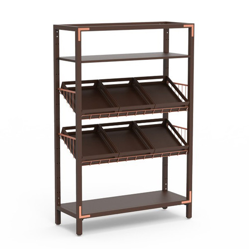 Mogogo - Canvas 48.5" x 18" x 73" Dark Brown Bamboo / Brushed Copper Farm To Table Station - MGCCAN04DCXF