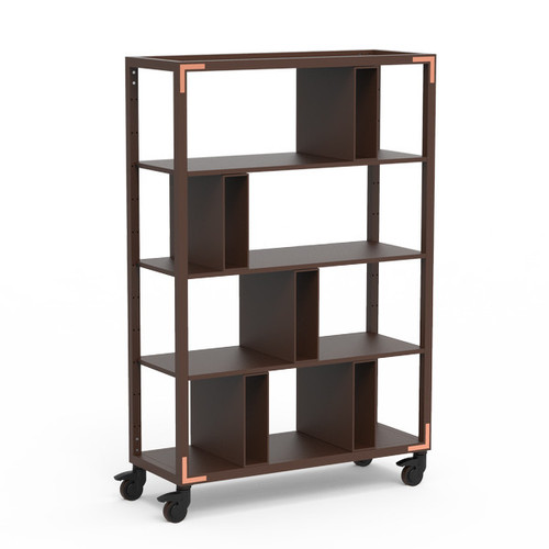 Mogogo - Canvas 48.5" x 18" x 73" Dark Brown Bamboo / Brushed Copper Room Divider W/ Casters - MGCCAN08DCXW