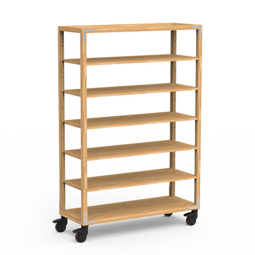 Mogogo - Canvas 48.5" x 18" x 73" Bamboo / Brushed Stainless Steel Five Shelf Unit W/ Casters - MGCCAN09NSXW