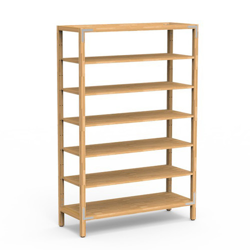 Mogogo - Canvas 48.5" x 18" x 73" Bamboo / Brushed Stainless Steel Five Shelf Unit - MGCCAN09NSXF