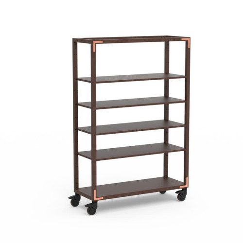 Mogogo - Canvas 48.5" x 18" x 73" Dark Brown Bamboo / Brushed Copper Four Shelf Unit W/ Casters - MGCCAN18DCXW