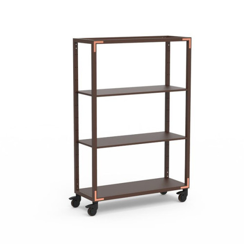 Mogogo - Canvas 48.5" x 18" x 73" Dark Brown Bamboo / Brushed Copper Two Shelf Unit W/ Casters - MGCCAN17DCXW