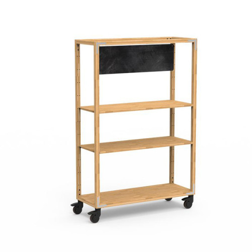Mogogo - Canvas 48.5" x 18" x 73" Bamboo / Brushed Stainless Steel Dessert Station W/ Sign & Casters - MGCCAN15NSXW