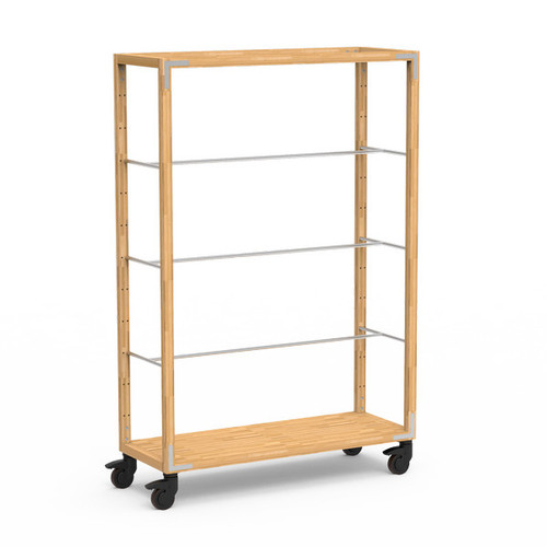 Mogogo - Canvas 48.5" x 18" x 73" Bamboo / Brushed Stainless Steel Hanging Unit W/ Casters - MGCCAN10NSXW