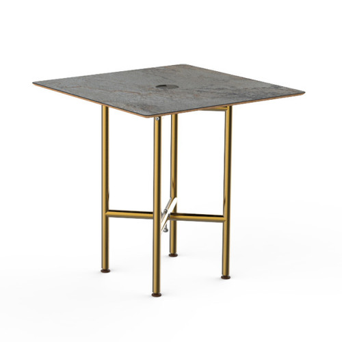 Mogogo - Clix 30" x 30" x 30" Grey Slate / Brushed Brass Square Catering Table - MGCCVS01GBXX