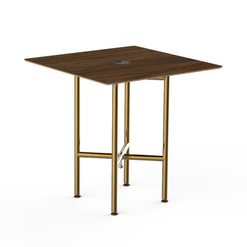 Mogogo - Clix 30" x 30" x 30" Mango Wood / Brushed Brass Square Catering Table - MGCCVS01WBXX